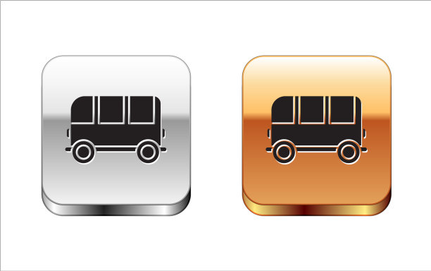 黑色校车图标孤立在白色背景上图片下载