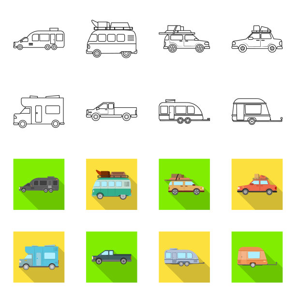 设计汽车和旅行标志套装图片下载