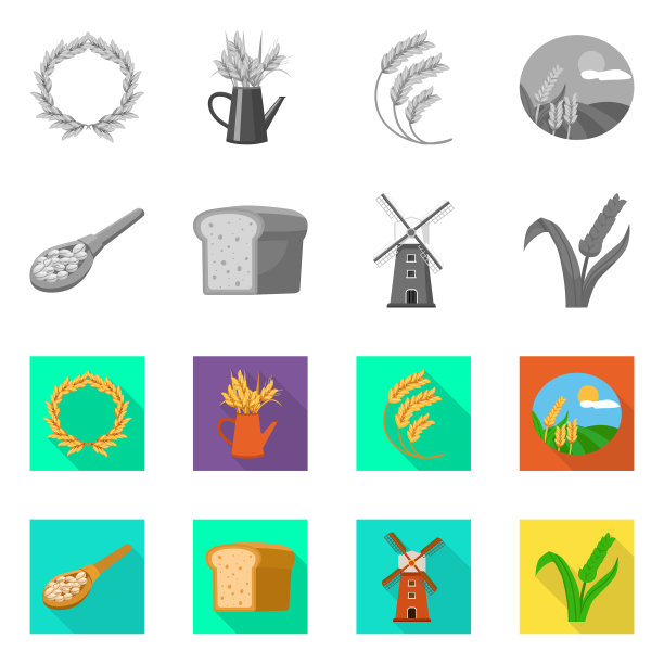 谷物和收获标志集图片下载