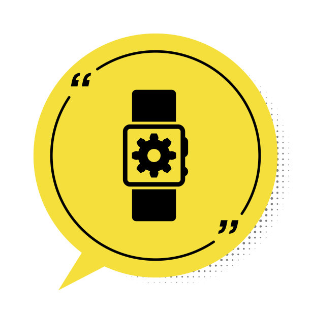 黑色智能手表设置图标隔离在白色图片下载