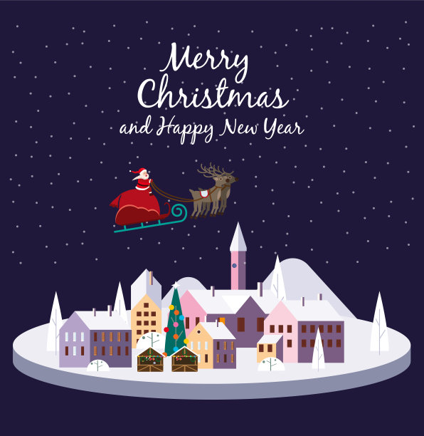 圣诞快乐，城市夜晚，冬天，城市街道图片下载