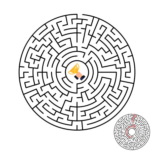 迷宫迷宫与奖励在平坦的风格图片下载