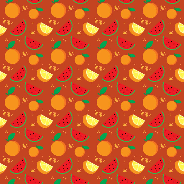 橘子和西瓜无缝图案图片下载