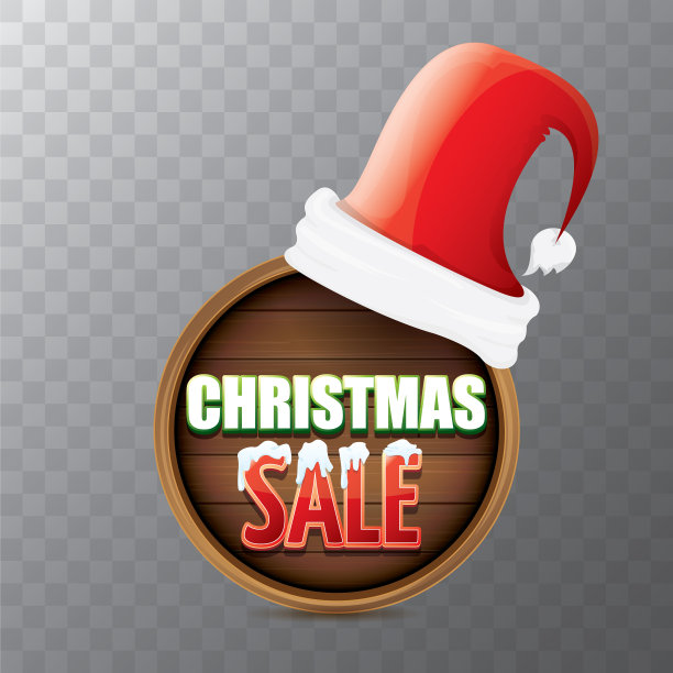 圣诞特卖标签红色的圣诞老人帽图片下载