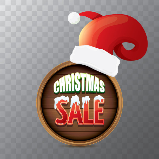 圣诞特卖标签红色的圣诞老人帽图片下载