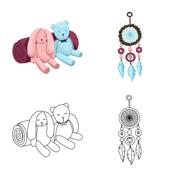 孤立的对象梦和夜晚的图标图片下载