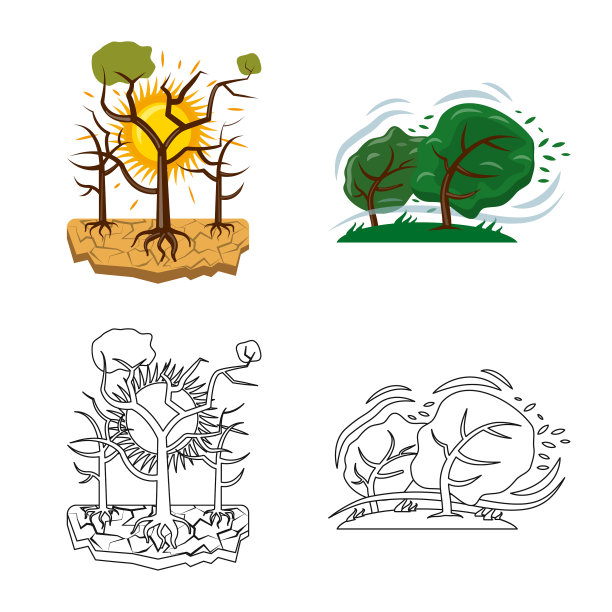 设计自然灾害标志集图片下载