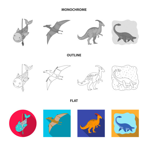 孤立对象动物和字符符号集图片下载