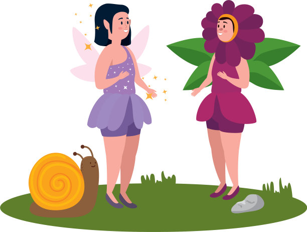 女人用仙女和蜗牛装扮花图片下载