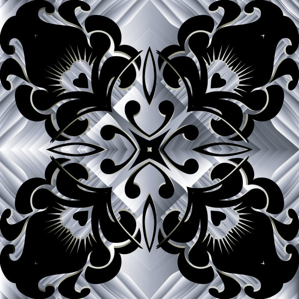 花卉抽象黑色无缝图案图片下载