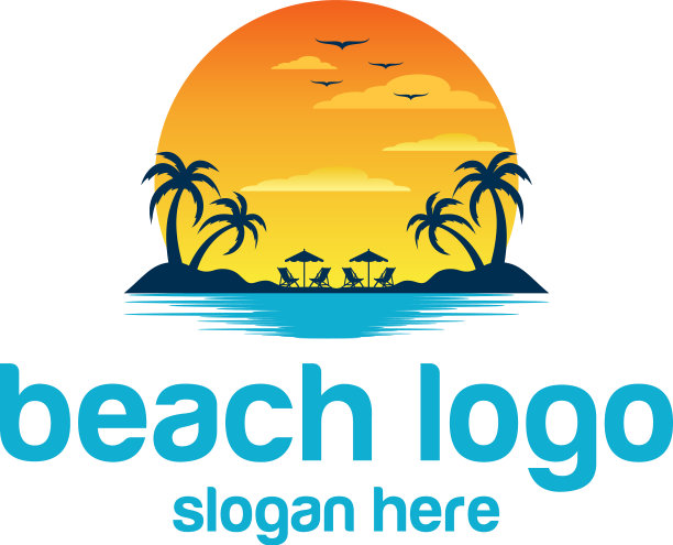 泳滩标志设计模板图片下载