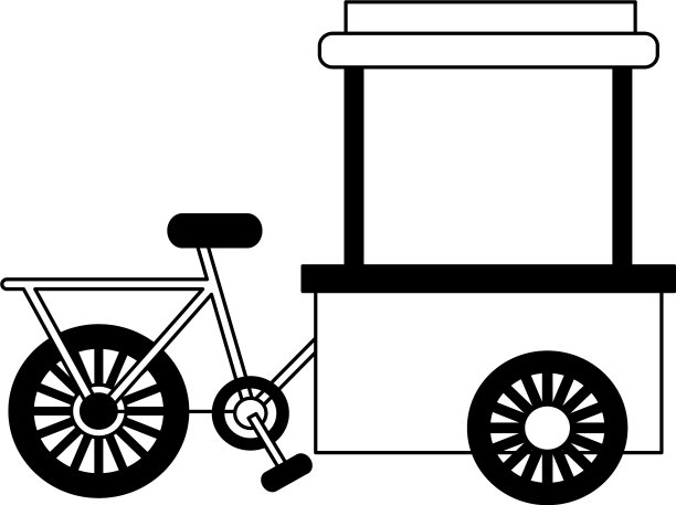 白色背景上的自行车食品车图片下载