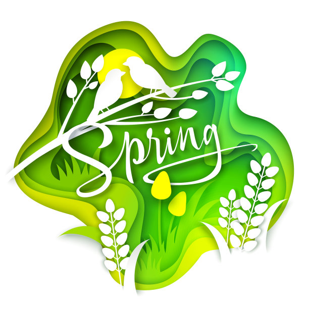 春季分层纸艺术风格图片下载