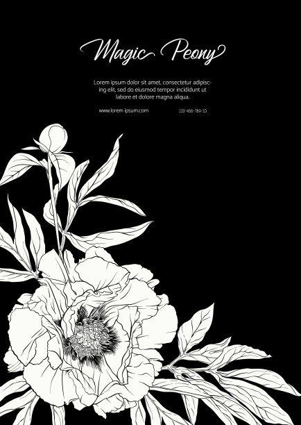 白色牡丹模板的婚礼请柬图片下载