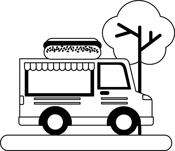 食物车热狗公园街道的树图片下载