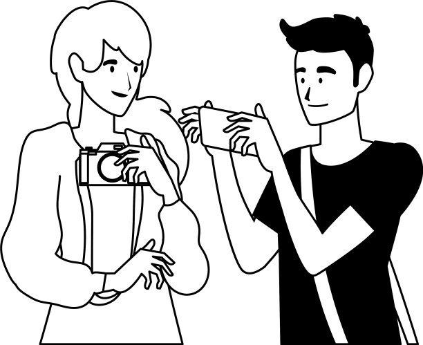 女人和男人拍照设计图片下载