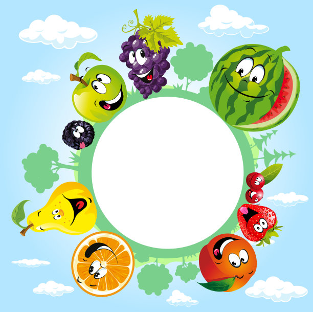 地球被云，天空和水果包围图片下载