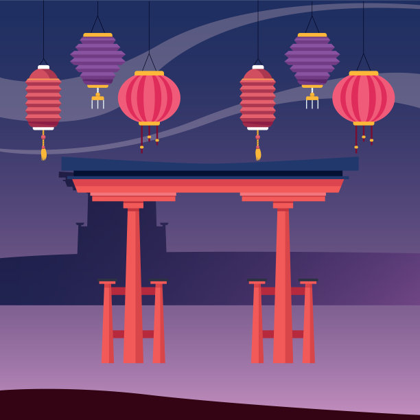 中国灯笼和红门设计图片下载