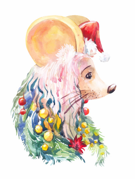 新年老鼠创意圣诞画像图片下载