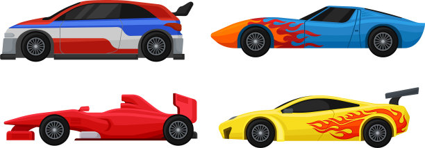 侧面观看多彩的跑车集图片下载