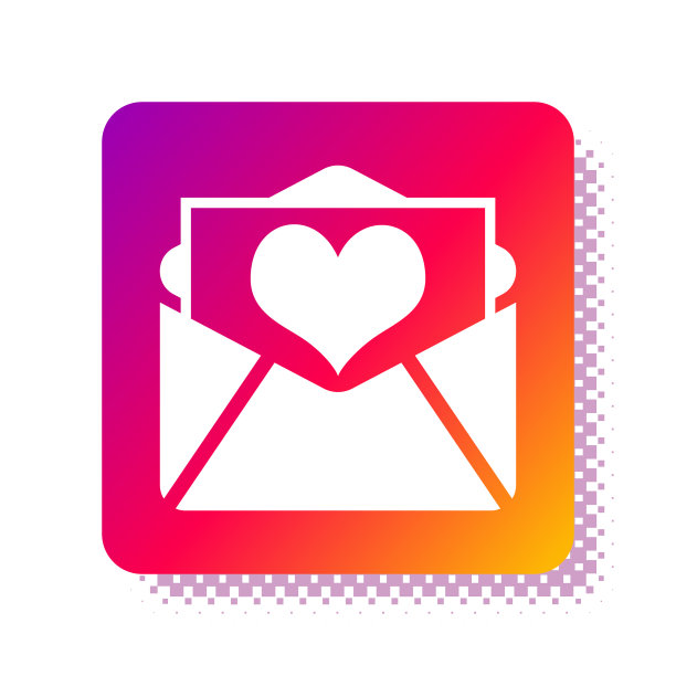 白色信封与情人节心形图标隔离图片下载