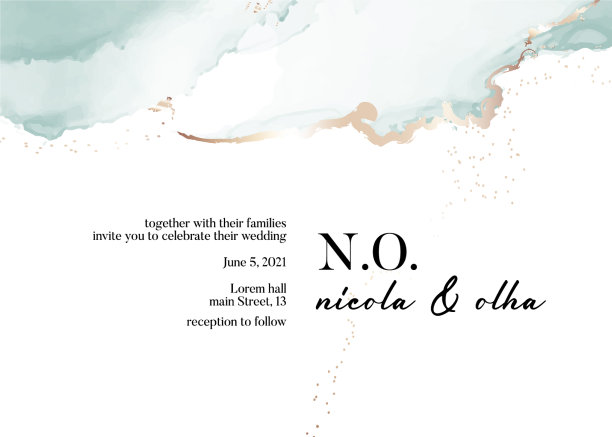 婚礼温柔醇墨蓝绿金图片下载