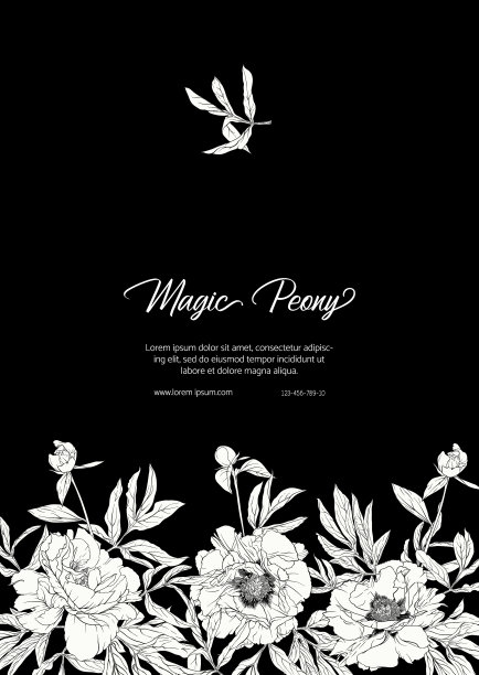 白色牡丹模板的婚礼请柬图片下载