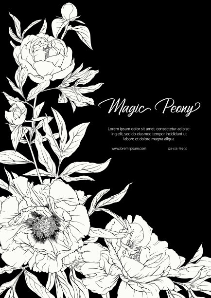 白色牡丹模板的婚礼请柬图片下载