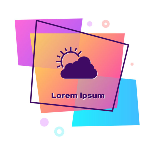 紫色的太阳和云的天气图标孤立上图片下载