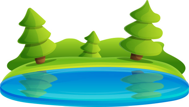 杉树湖图标卡通风格图片下载
