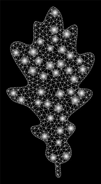 光滑网格2d橡木叶与亮点图片下载