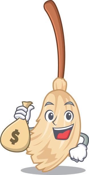 拿着钱袋拿着扫帚在一幅漫画里图片下载