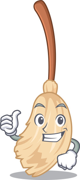 拇指向上的扫帚在卡通形状图片下载