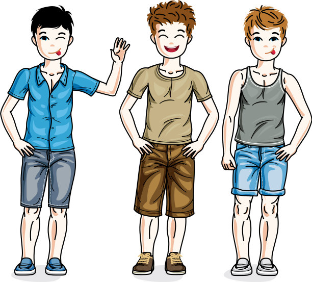 漂亮的年轻男孩们在一起摆姿势图片下载