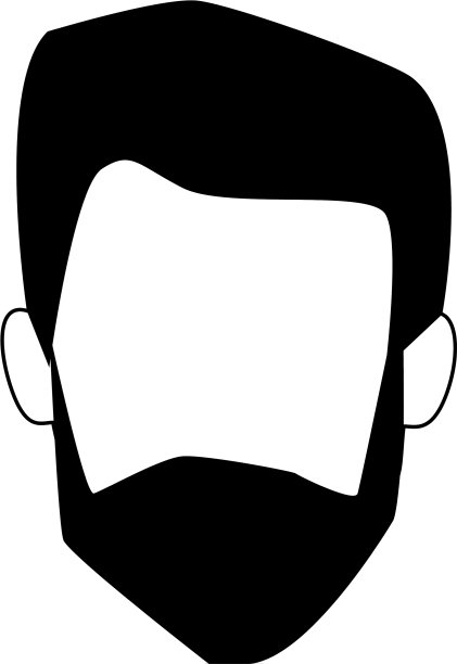 阿凡达男人脸与胡子图标平面设计图片下载