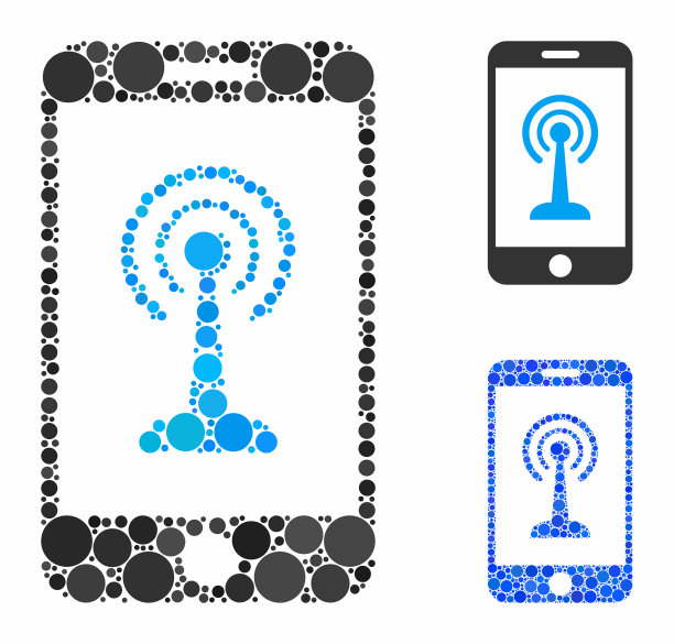 智能手机无线控制马赛克圆形图标图片下载