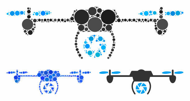 快门间谍无人机马赛克图标圆点图片下载