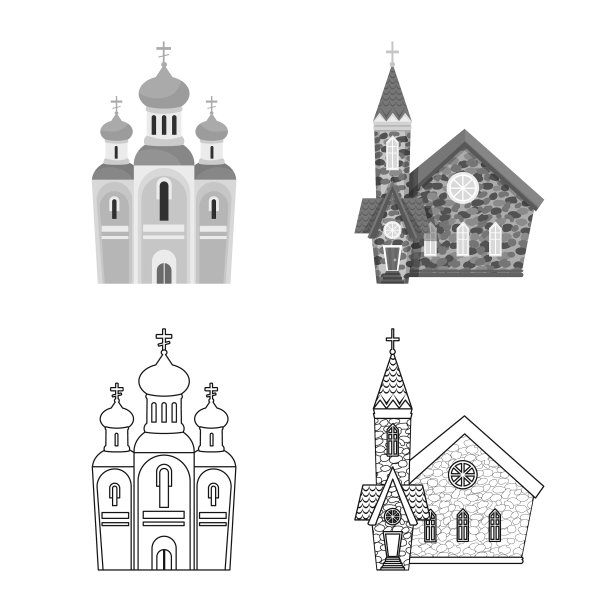 孤立物崇拜和寺庙符号集图片下载