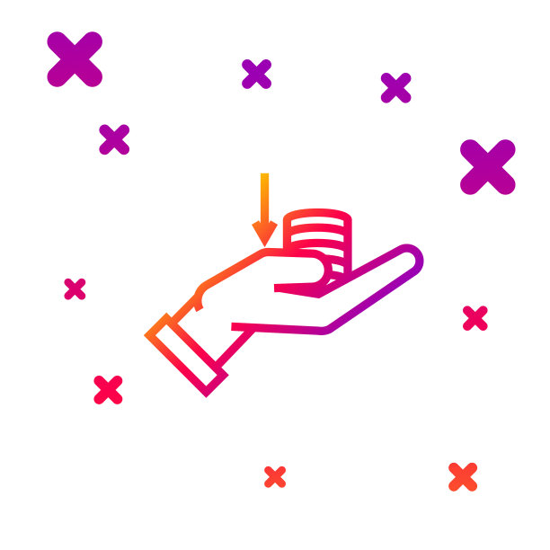 色线钱在手上的图标孤立在白色图片下载