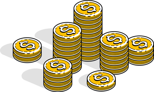 现金硬币堆孤立在白色图片下载