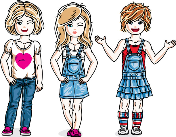 美丽快乐的小女孩摆姿势穿着图片下载