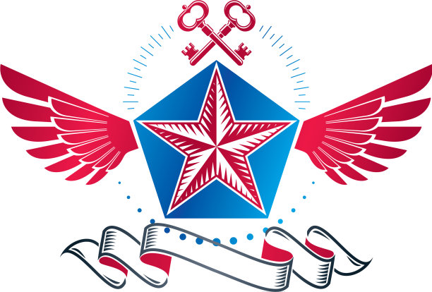 有翼的古代五角星纹饰图片下载