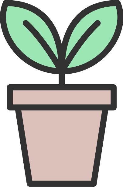 花在花盆花盆平面颜色线图标图片下载