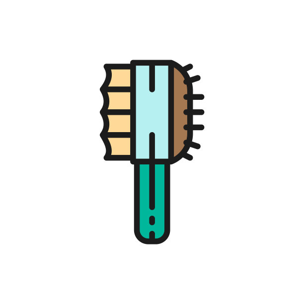 梳洗工具毛梳平彩色图标图片下载