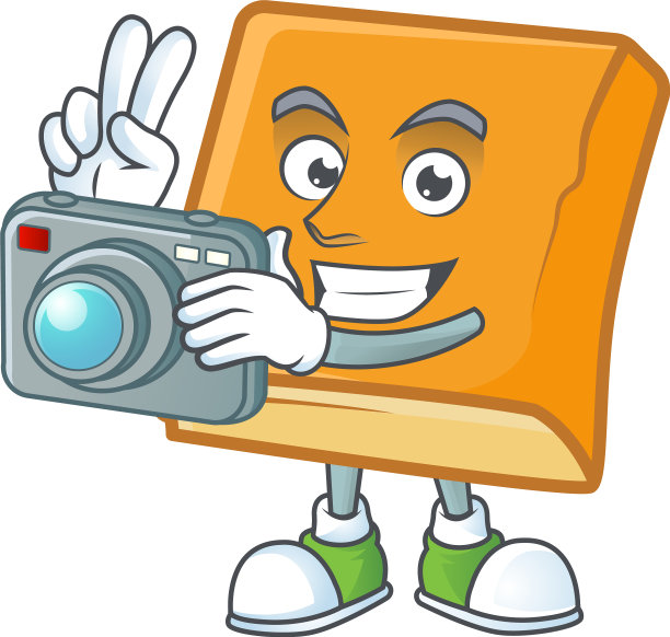 玉米面包和摄影师吉祥物在白色图片下载