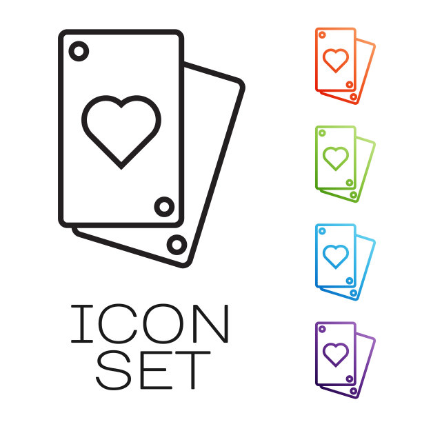 扑克牌图标上的黑线隔离在白色上图片下载