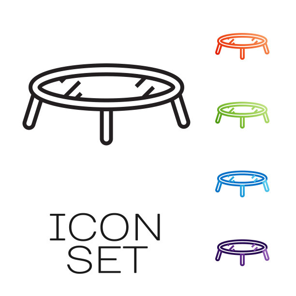 黑线跳跃蹦床图标孤立上图片下载