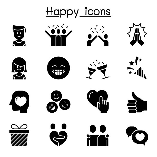 快乐图标集平面设计图片下载
