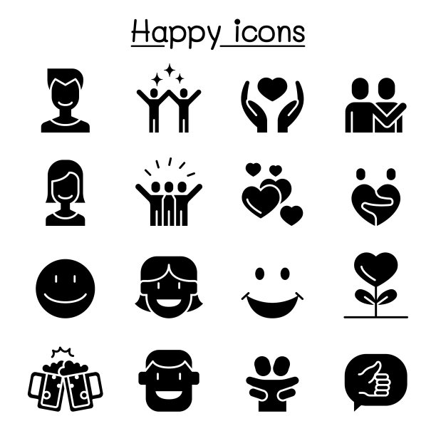 快乐图标集平面设计图片下载