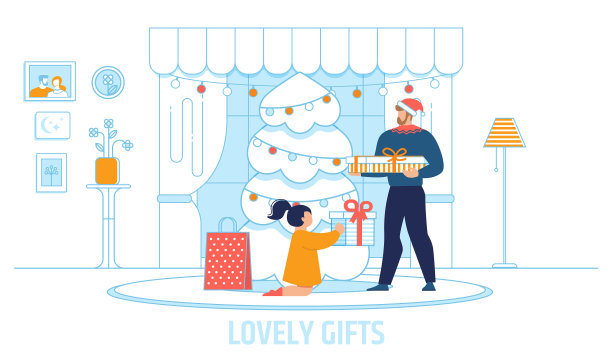 孩子收到可爱的礼物从父亲海报图片下载